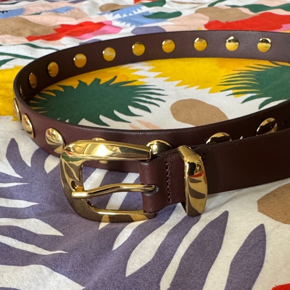 Madewell Studded Western Belt in Soft Mahogany. Gold-Accents. Women Size L. - Picture 3 of 10